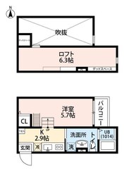 河内花園駅 徒歩8分 2階の物件間取画像